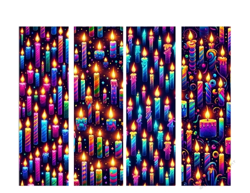 4 x 2 x 7 Neon Birthday Candles Bookmarks.