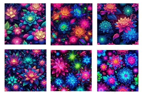6 x 5 x 5 Neon Flowers Background Toppers.