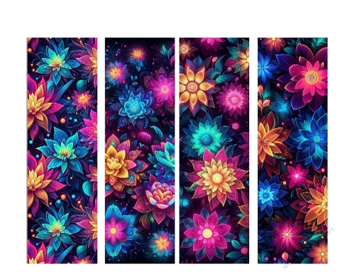 4 x 2 x 7 Neon Flowers Bookmarks 