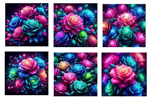 6 X 5 X 5 Neon Roses Toppers.