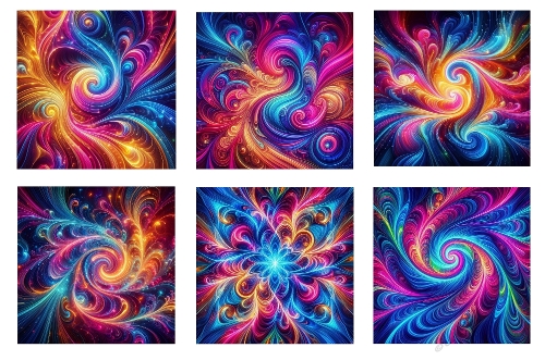 6 x 5 x 5 Neon Swirls Background Toppers.