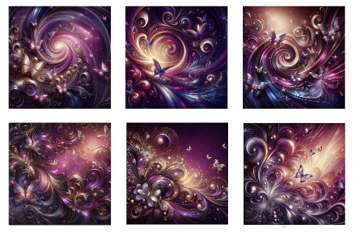 6 X 5 X 5 Purple Swirls and Butterflies Background Toppers.