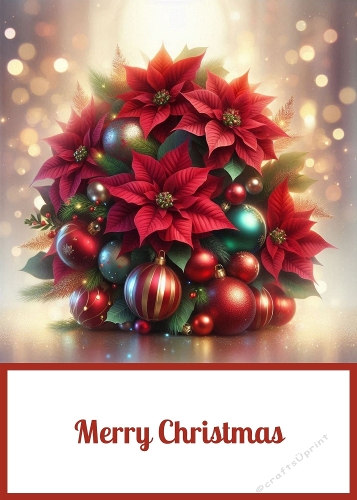 5 x 7 Christmas Poinsettias Card Front 