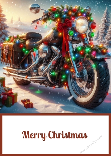 5 x 7 Christmas Motorbike Card Front.