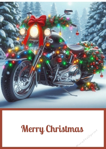 5 x 7 Christmas Motorbike Card Front.