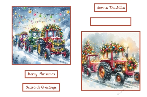 2 x 7 x 7  Christmas Tractors Run Toppers.