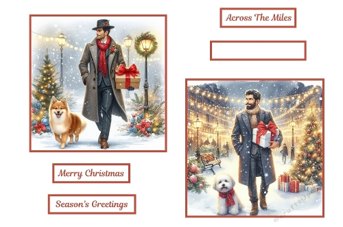 2 x 7 x 7 Christmas Theme Guy With Dog Toppers.