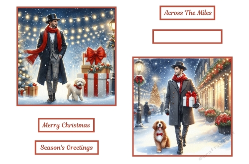 2 x 7 x 7 Christmas Theme Guy With Dog Toppers.