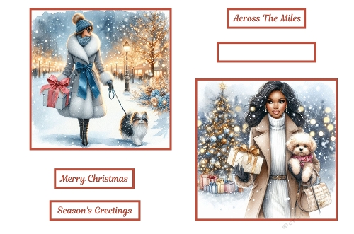 2 x 7 x 7 Christmas Theme Woman With Dog Toppers.