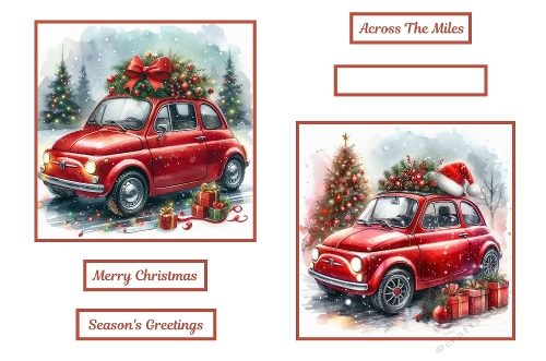2 X 7 X 7 Christmas Fiat 500 Toppers