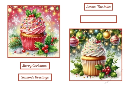 2 X 7 X 7 Christmas Cupcake Toppers.
