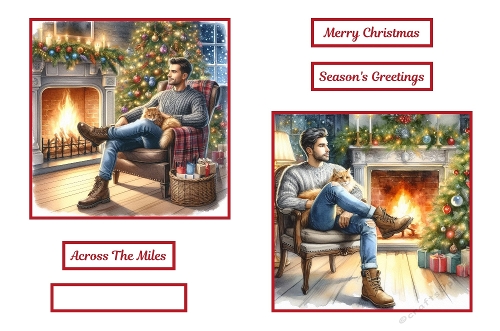 2 X 7 X 7 A Guy With Cat Christmas Theme.