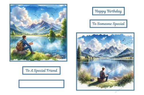 2 X 7 X 7 Fishing Birthday Theme Toppers.