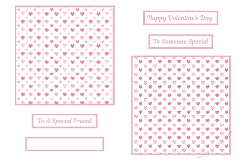 2 x 7 x 7 Pink Love Hearts Background Toppers.