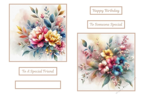 2 X 7 X 7 Floral Birthday Theme Toppers.
