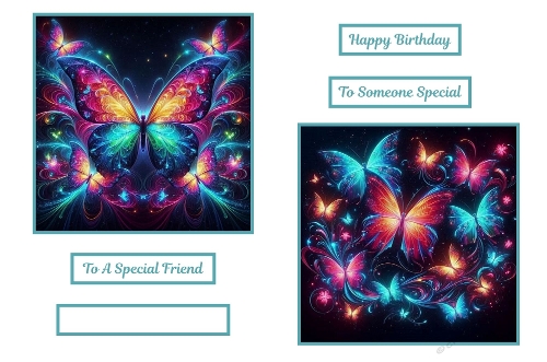 2 X 7 X 7 Neon Birthday Butterflies Theme Toppers.