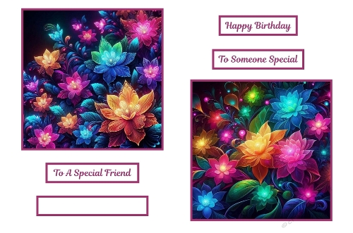 2 X 7 X 7 Neon Birthday Flowers Theme Toppers.