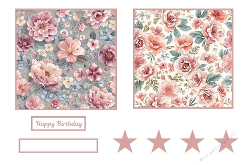 2 X 7 X 7 Floral Birthday Background Theme Toppers.