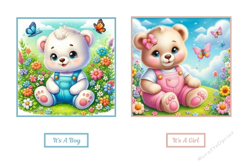 2 X 7 X 7 Cute Baby Bears Toppers 