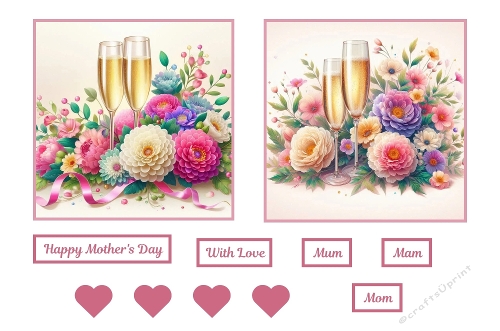 2 X 7 X 7 Floral Mothers Day Theme Toppers.