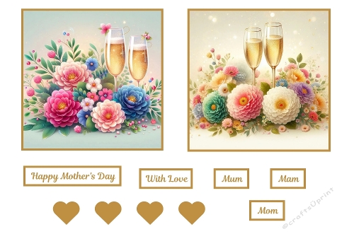 2 X 7 X 7 Floral Mothers Day Theme Toppers.