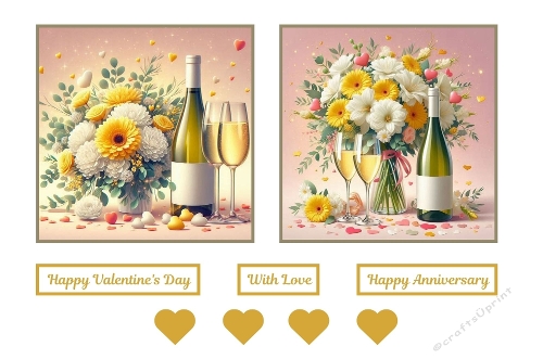 2 X 7 X 7 Yellow and White Flowers Valentines/Anniversary Theme Toppers.