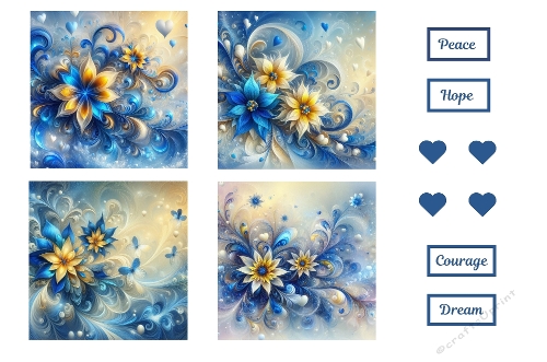 4 x 5 x 5 Beautiful Blue and Yellow Flowers Theme.