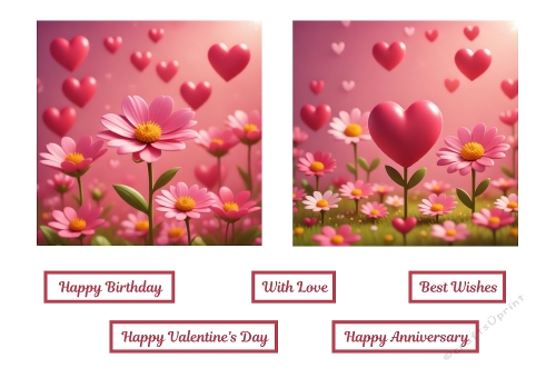 2 X 7 X 7 Flowers and Hearts Toppers.