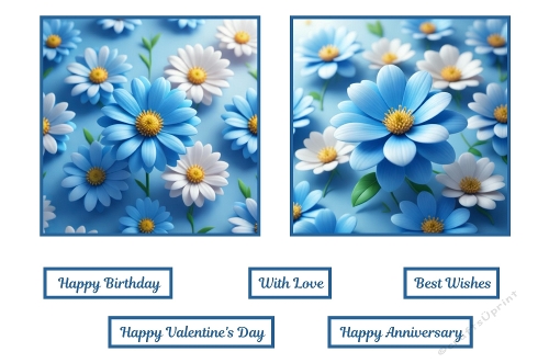 2 X 7 X 7 Blue and White Flowers Background Toppers.