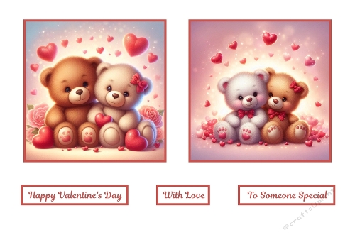 2 X 7 X 7 Valentines Bears Theme Toppers.