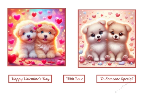 2 X 7 X 7 Valentines Puppies Theme Toppers.