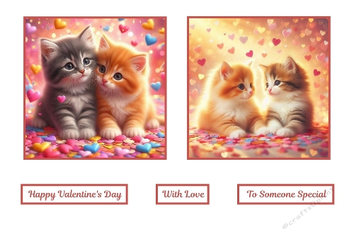 2 X 7 X 7 Valentines Kittens Theme Toppers.