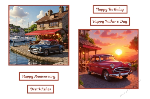 2 X 7 X 7 Classic Car Theme Toppers.