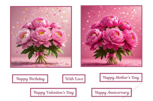 2 X 7 X 7 Beautiful Peonies Bouquet Theme.