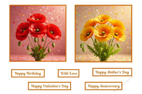 2 X 7 X 7 Beautiful Poppies Theme.