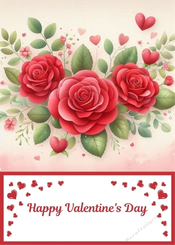 5 X 7 Valentines Roses Card Front.