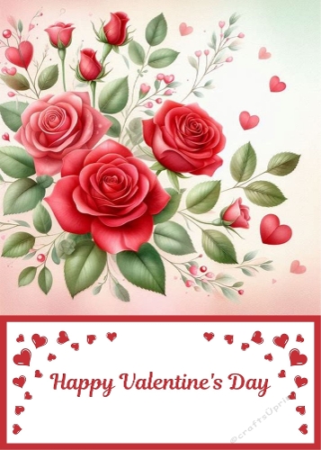 5 X 7 Valentines Roses Card Front.