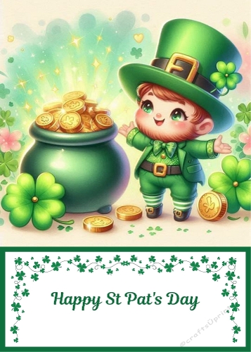 5 X 7 Cute St Pats Day Card Front.