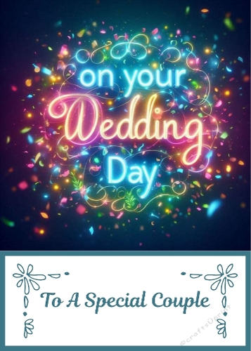5 X 7 Wedding Theme in Neon Card Front.