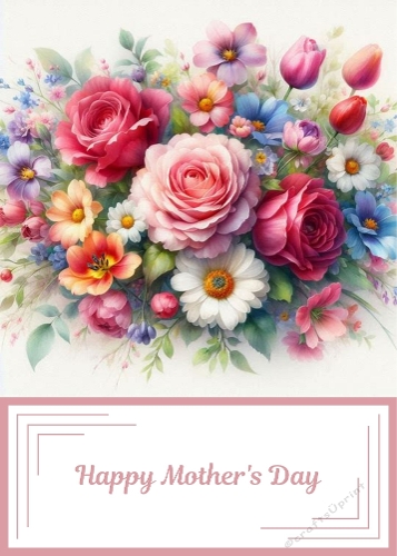 5 X 7 Mothers Day Floral Card Front.