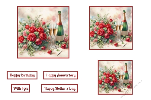 Red Roses And Champagne Toppers.