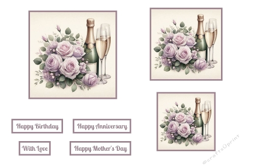 Lilac Roses And Champagne Toppers 