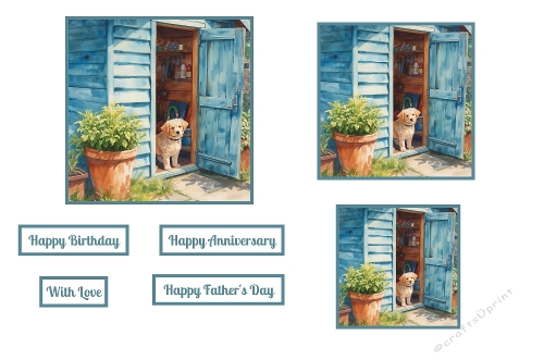Blue Shed And Puppy Toppers.
