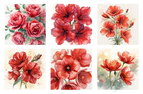 6 X 5 X 5 inch Red Flowers Toppers.