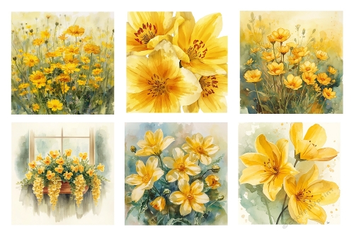 6 X 5 X 5 inch Yellow Flowers Toppers.