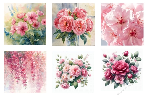 6 X 5 X 5 inch Pink Flowers Toppers.