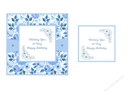5. 5 inch. Blue Flowers Birthday Card Topper.
