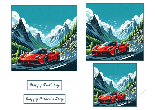 3 X  Red Sports Car Toppers.