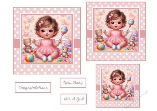 3 X Baby Girl Toppers