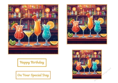 3 X Cocktails On The Bar Toppers.